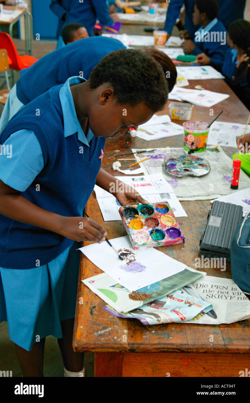 Children in a Nelspruit high school during an art class Nelspruit Mpumalanga South Africa Stock Photo
