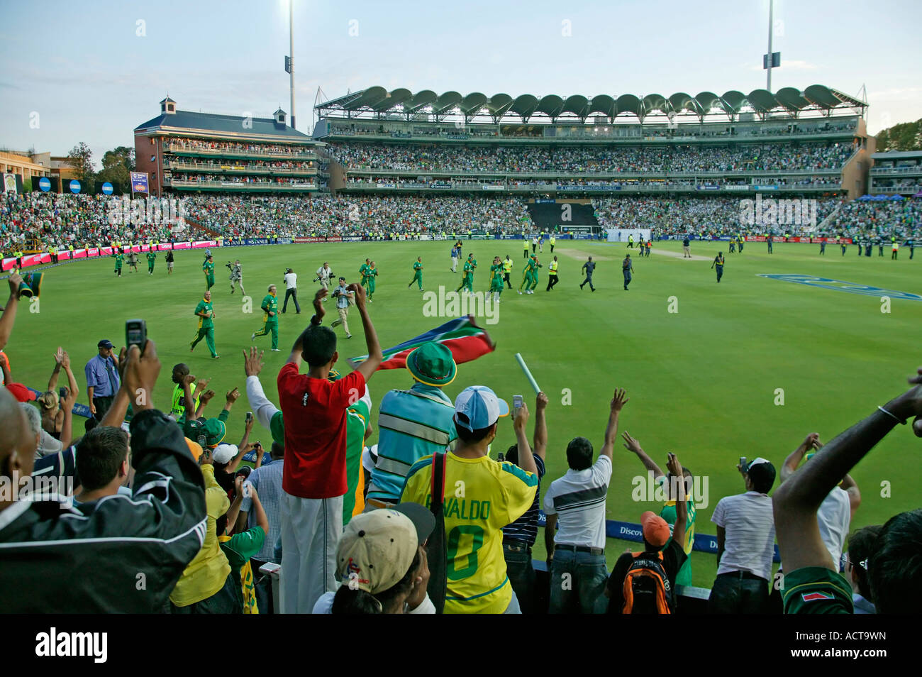 Cricket players celebrating their win Johannesburg Gauteng South Africa Stock Photo