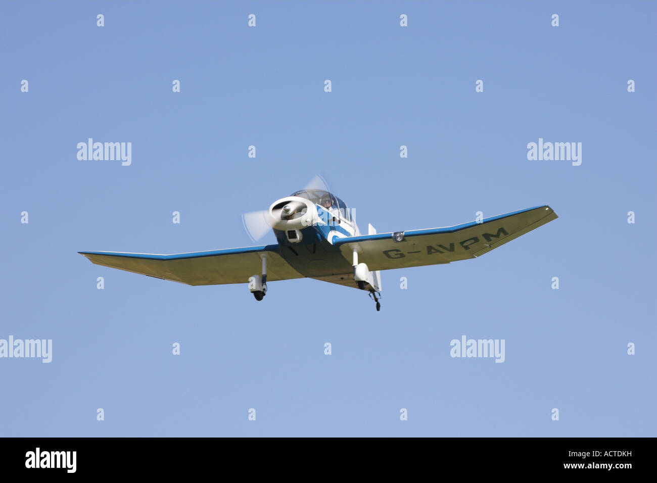 Jodel D117 C-AVPM light aircraft in flight at Breighton Airfield, West Yorkshire Stock Photo