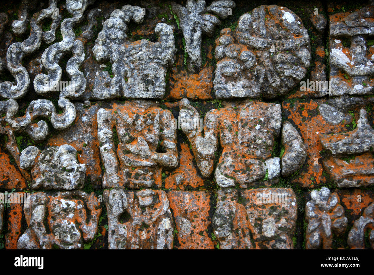 Relief carving on the hindu temple of Candi Jago near Malang Eastern Java Indonesia Stock Photo