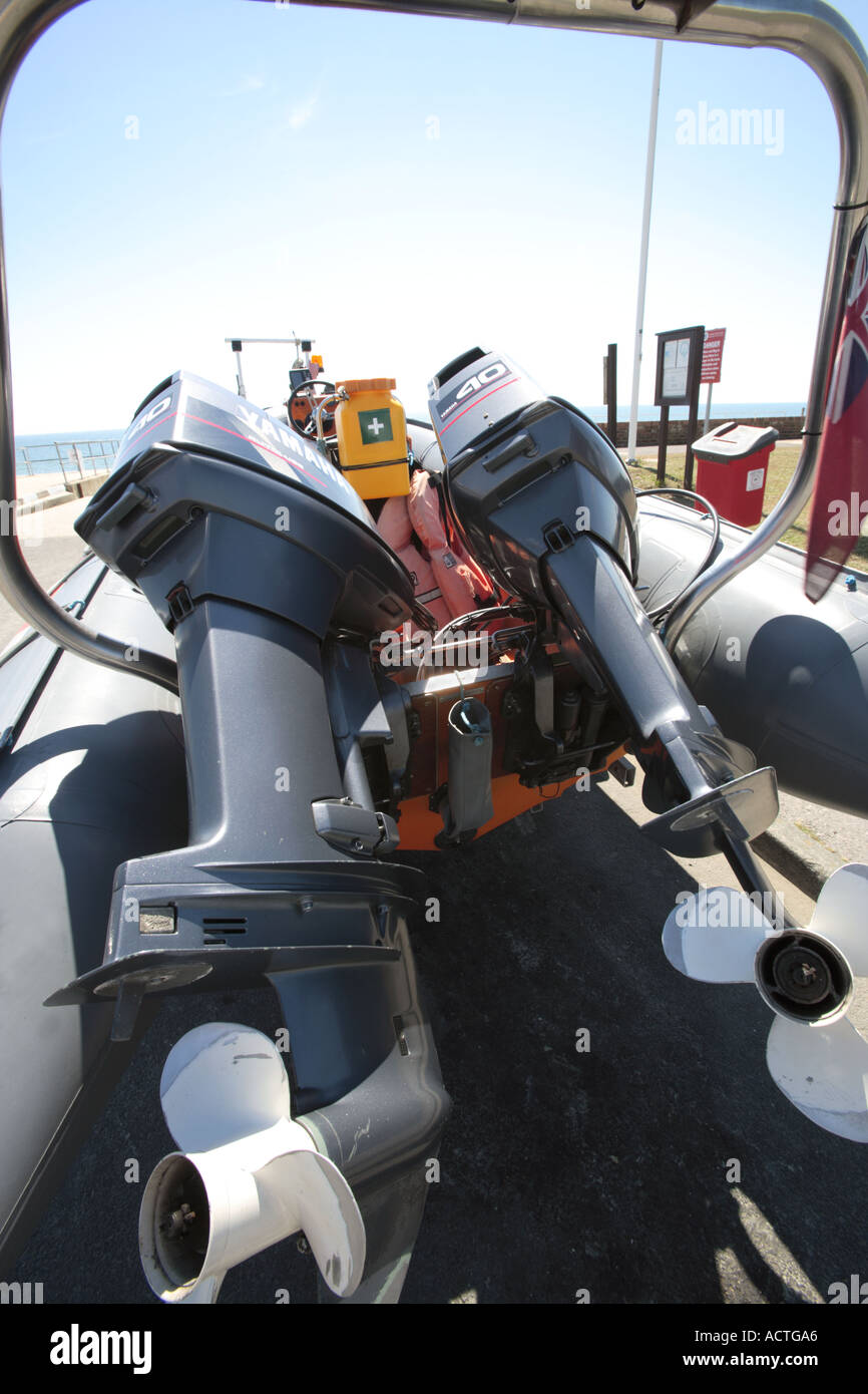 rear view of inshore safety boat Stock Photo - Alamy