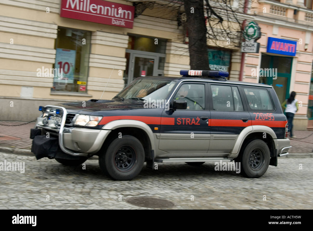 Fire car in the town of nowy targ in Poland Stock Photo Alamy