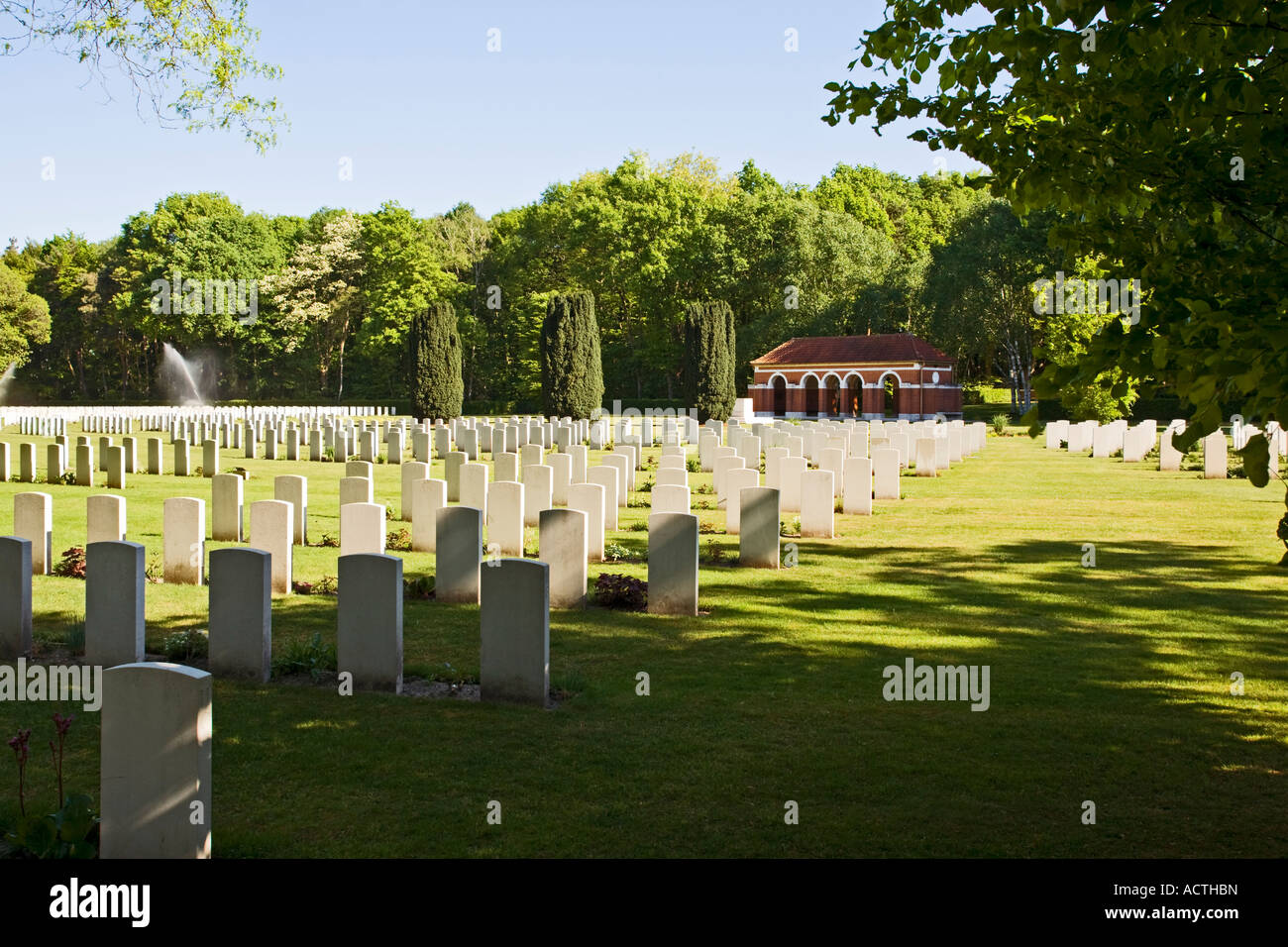 War graves at the commonwealth military cemetery Jonkerbos Nijmegen The Netherlands Europe Stock Photo