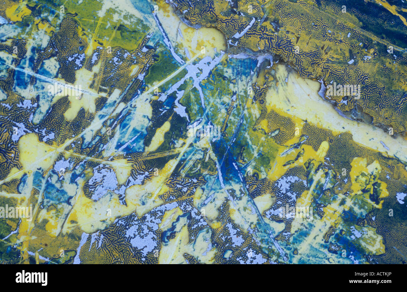 Surface originally pale yellow but then coated with dark yellow dark ...