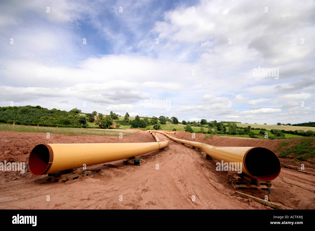 new gas pipeline being laid between Brecon Wales and Tirley Gloucestershire UK taken near Ross on wye Stock Photo