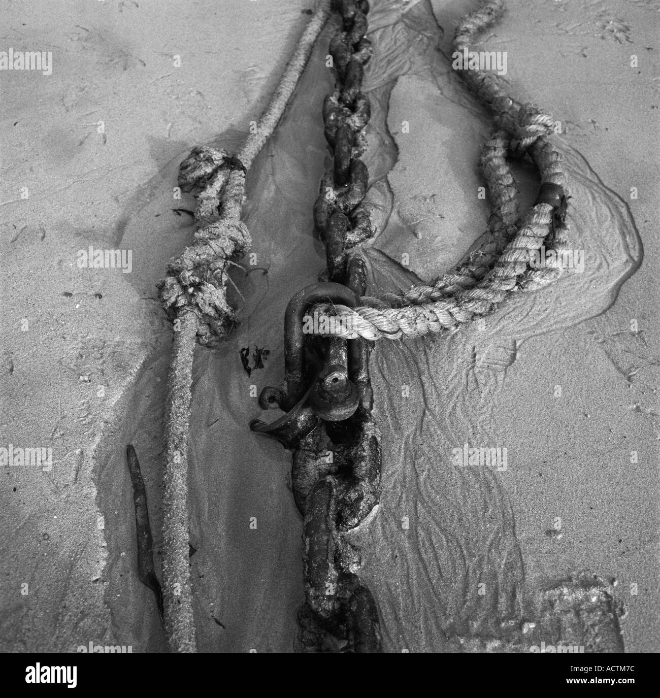 Old chains on the harbour in Newquay CORNWALL SouthWest England, UK