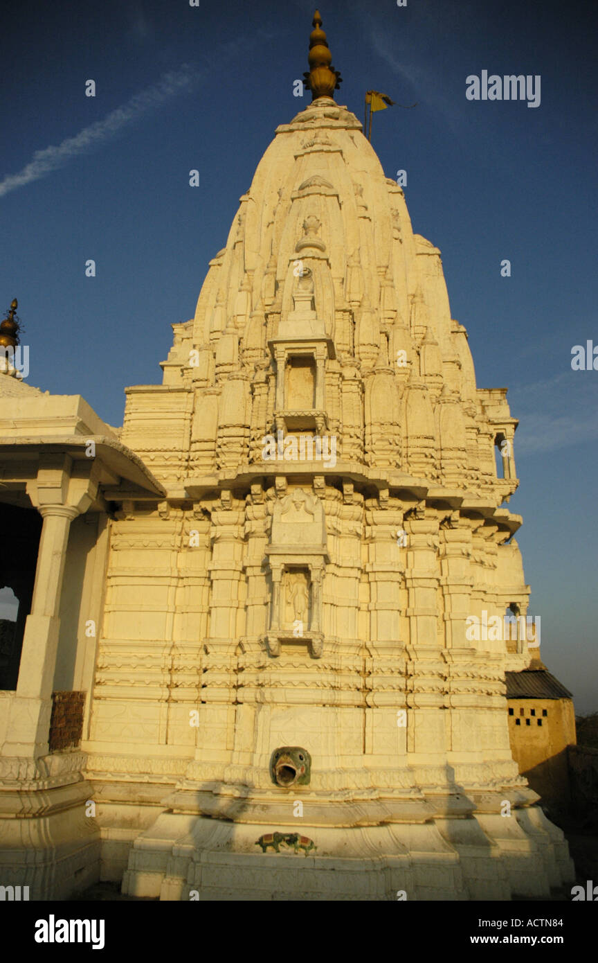 Hindutemple in the setting sun Surya temple Jaipur Rajasthan India Stock Photo