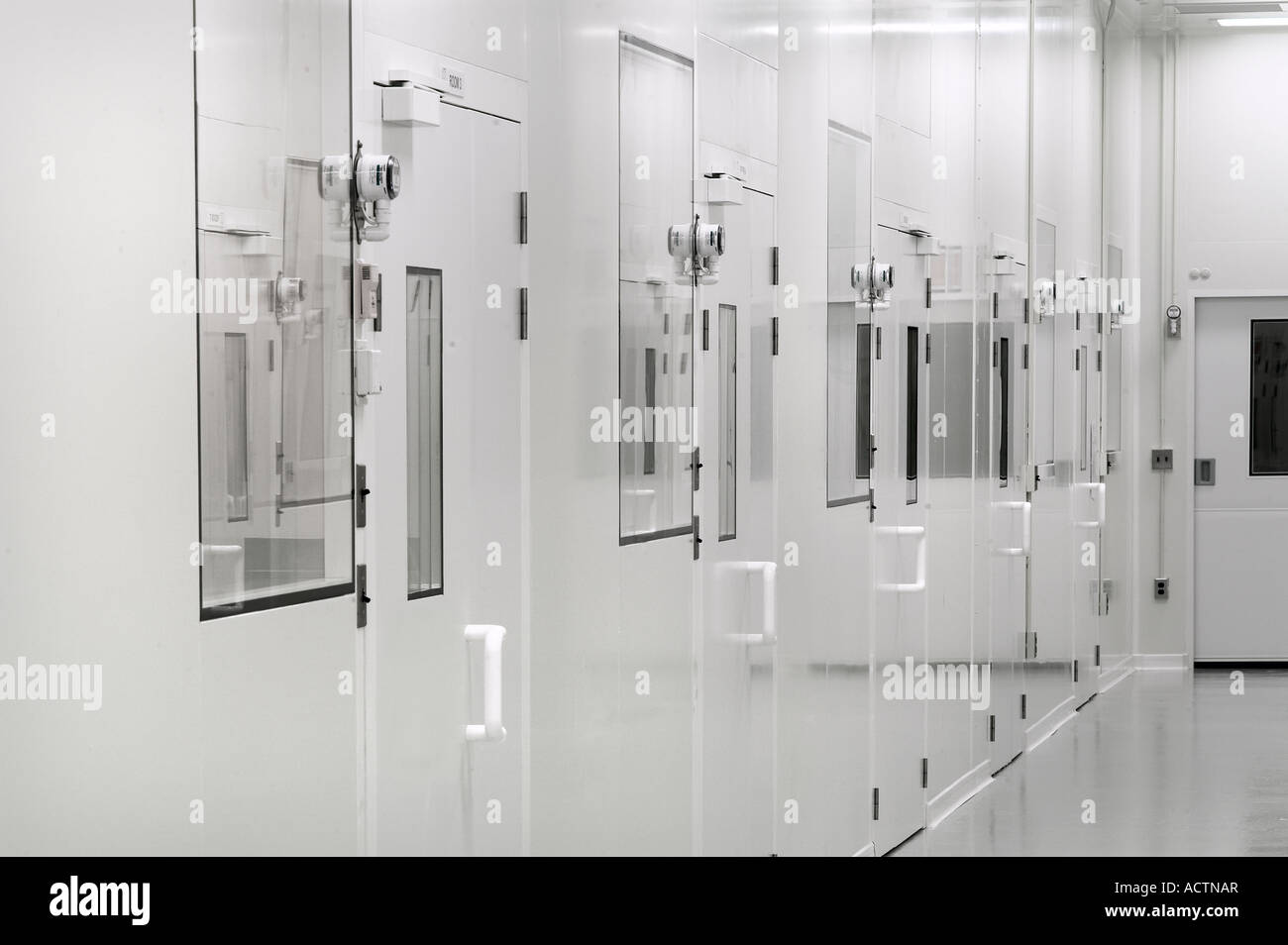 Pharmaceutical Biotech Sterile Clean Room Hallway, Philadelphia, USA Stock Photo