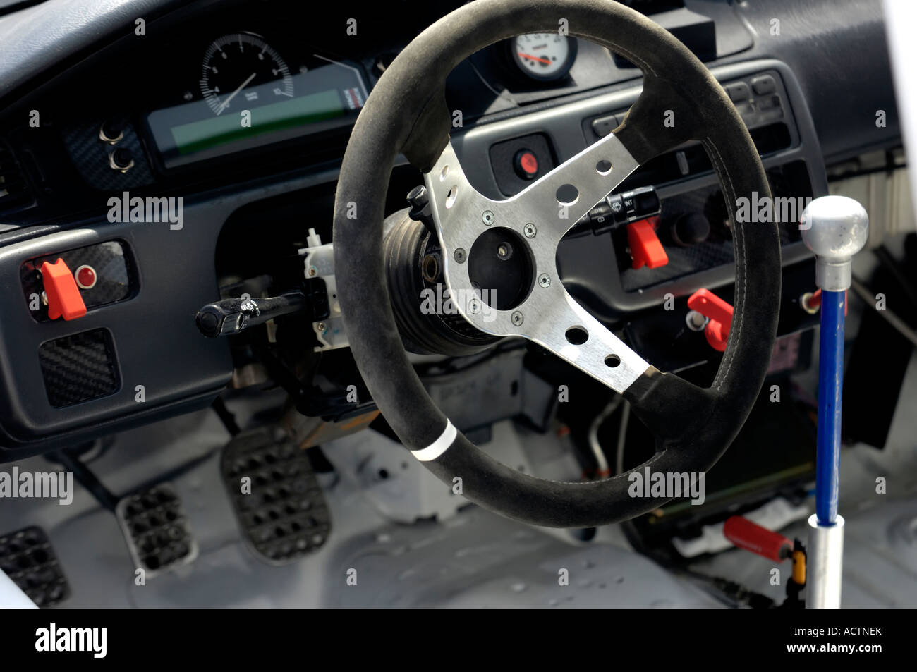 Racing car steering wheel Stock Photo Alamy