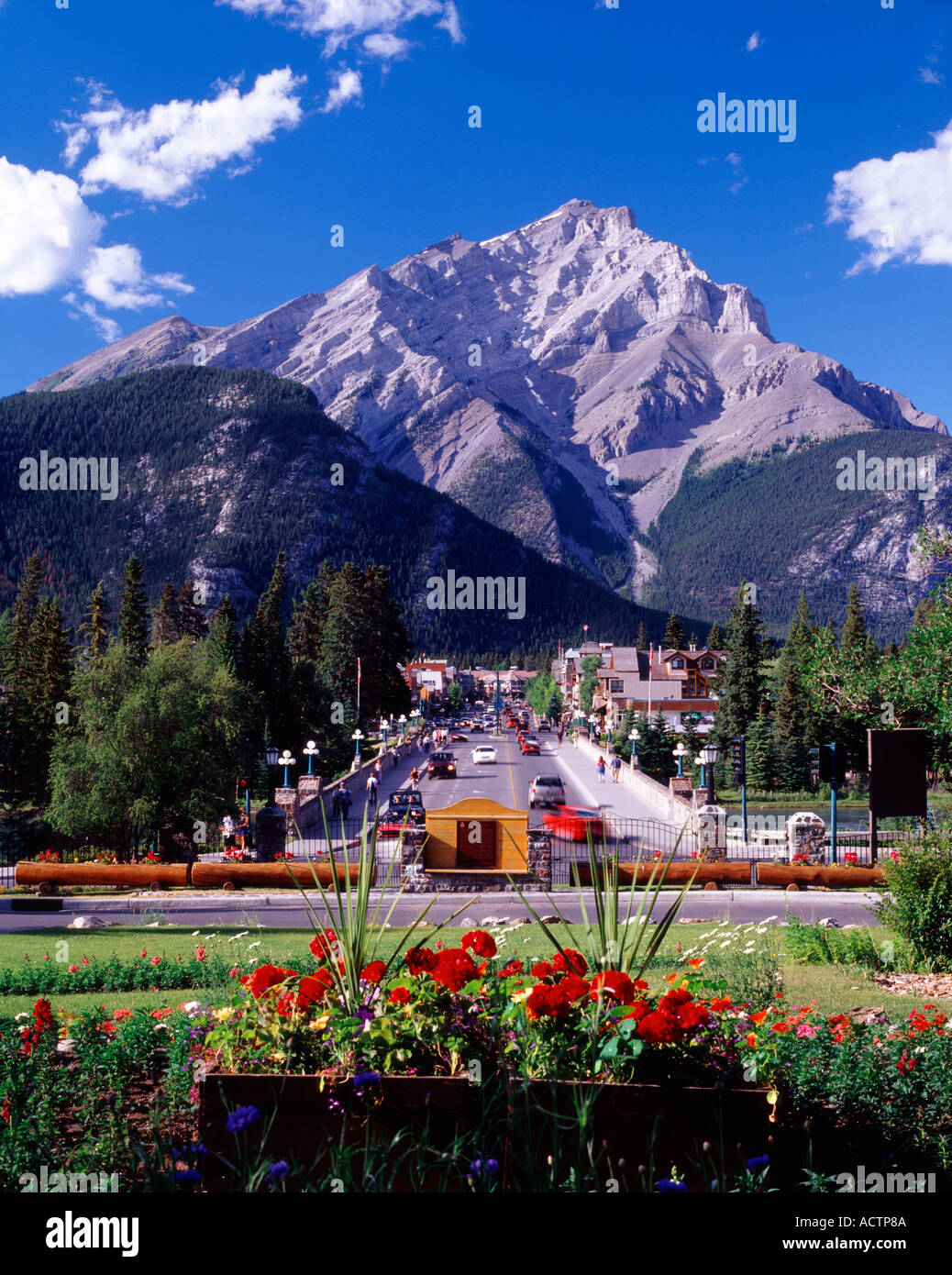 Banff and Cascade Mountain, Alberta, Canada Stock Photo