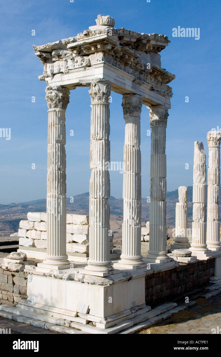 Turkey Pergamon Bergama temple of the emperor Trajan Stock Photo