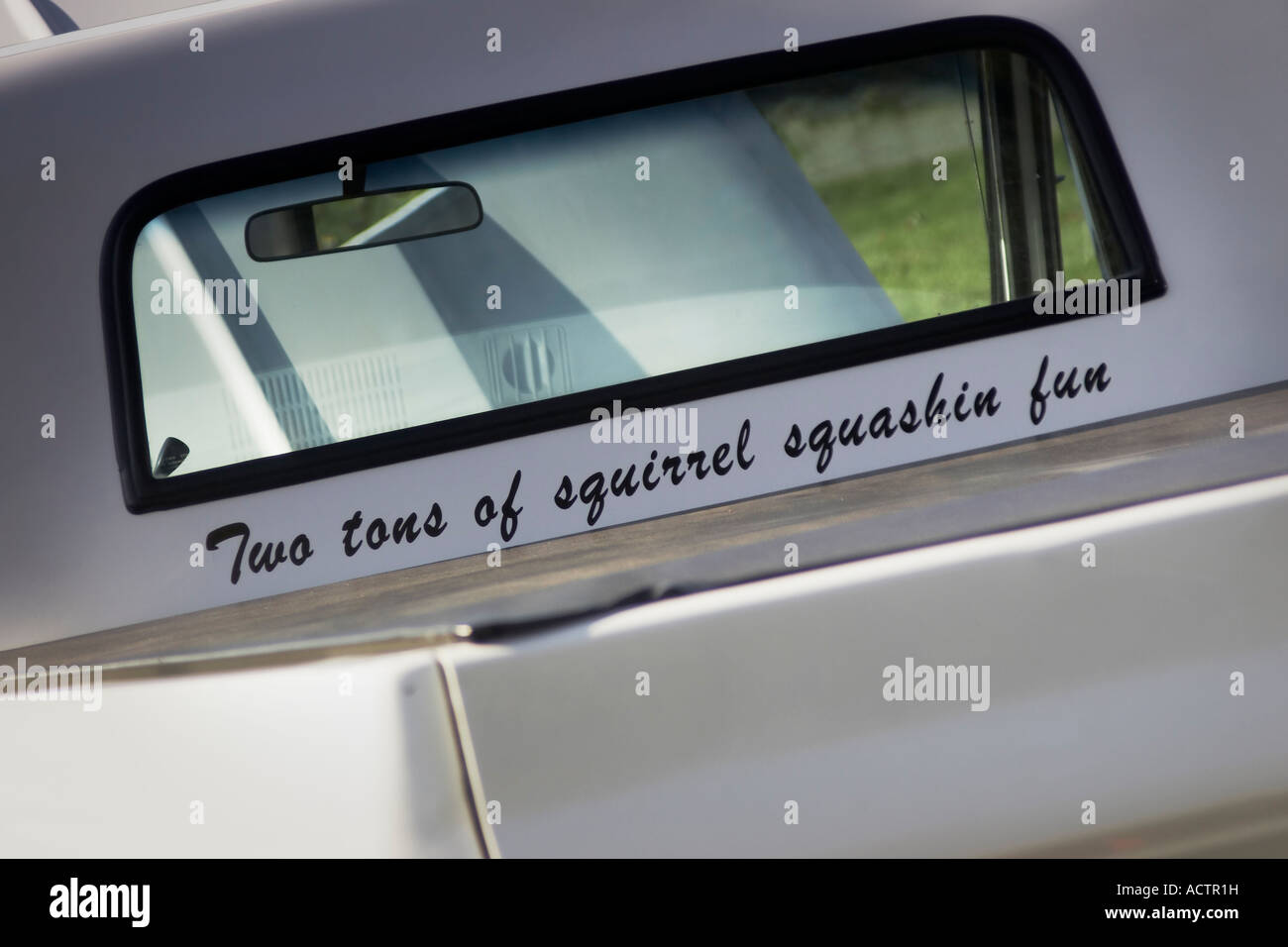 Humorous decal on an antique truck Stock Photo