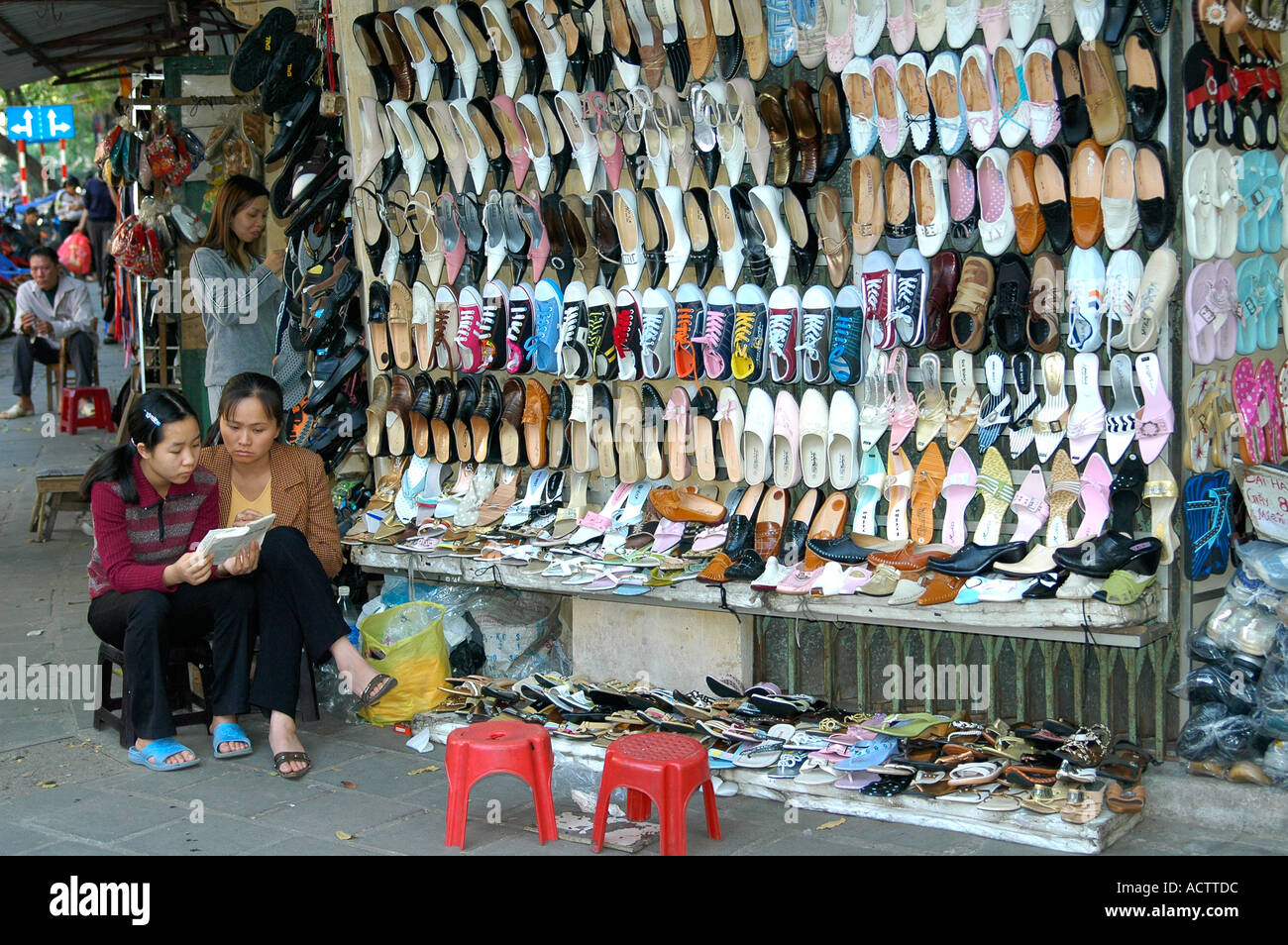 Footwear stall Hanoi Vietnam Stock Photo