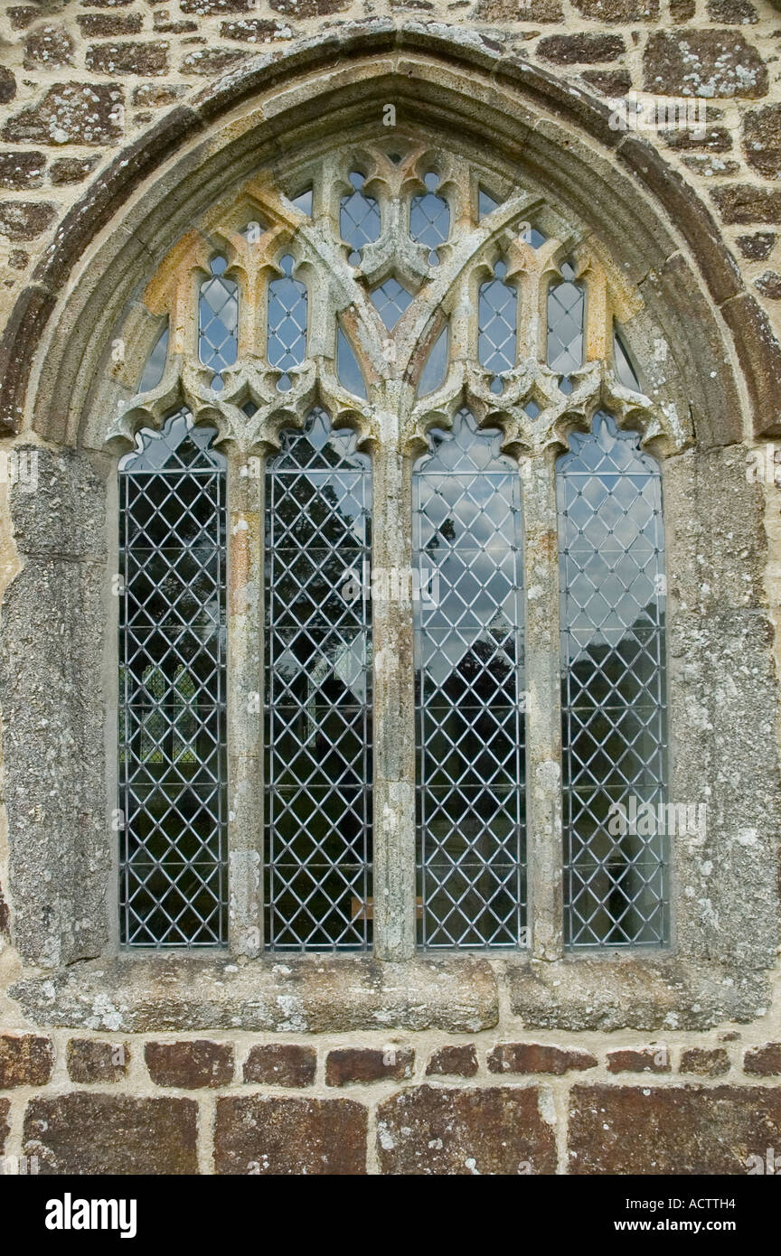 Window Saint Pancras Church Widdecombe in the Moor Dartmoor National Park Devon Great Britain Stock Photo