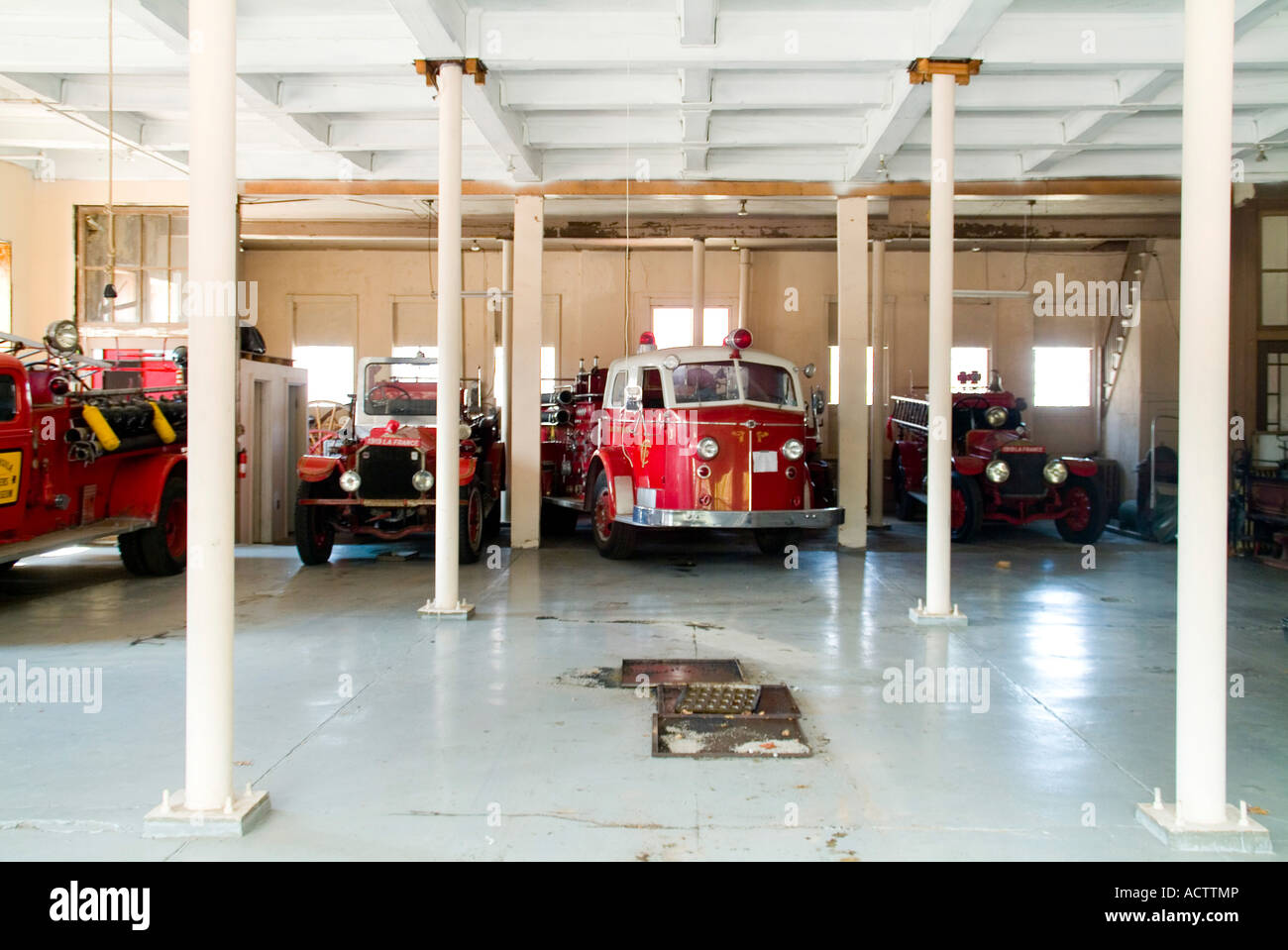 OLD FIRE BRIGADE ENGINES PARKED AT FIRE STATION Stock Photo Alamy