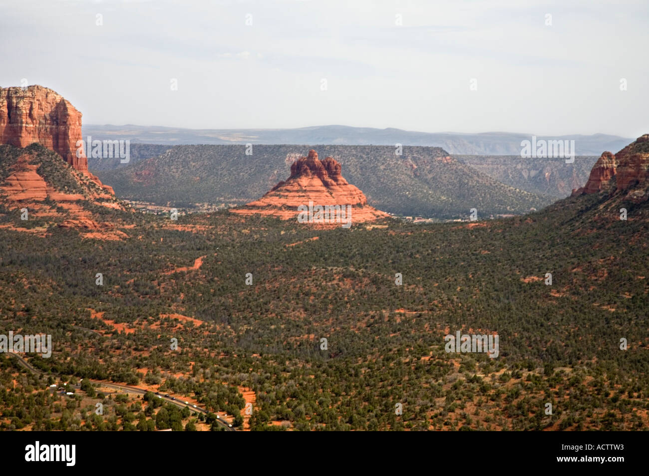 Aerial view of red rock formations Sedona Arizona Stock Photo