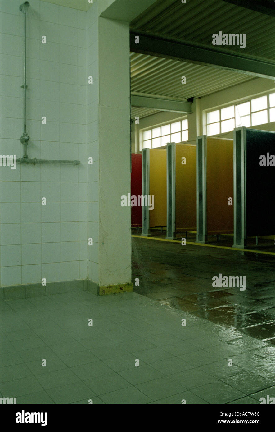 Old fashioned changing rooms and showers at the Parliament Lido just