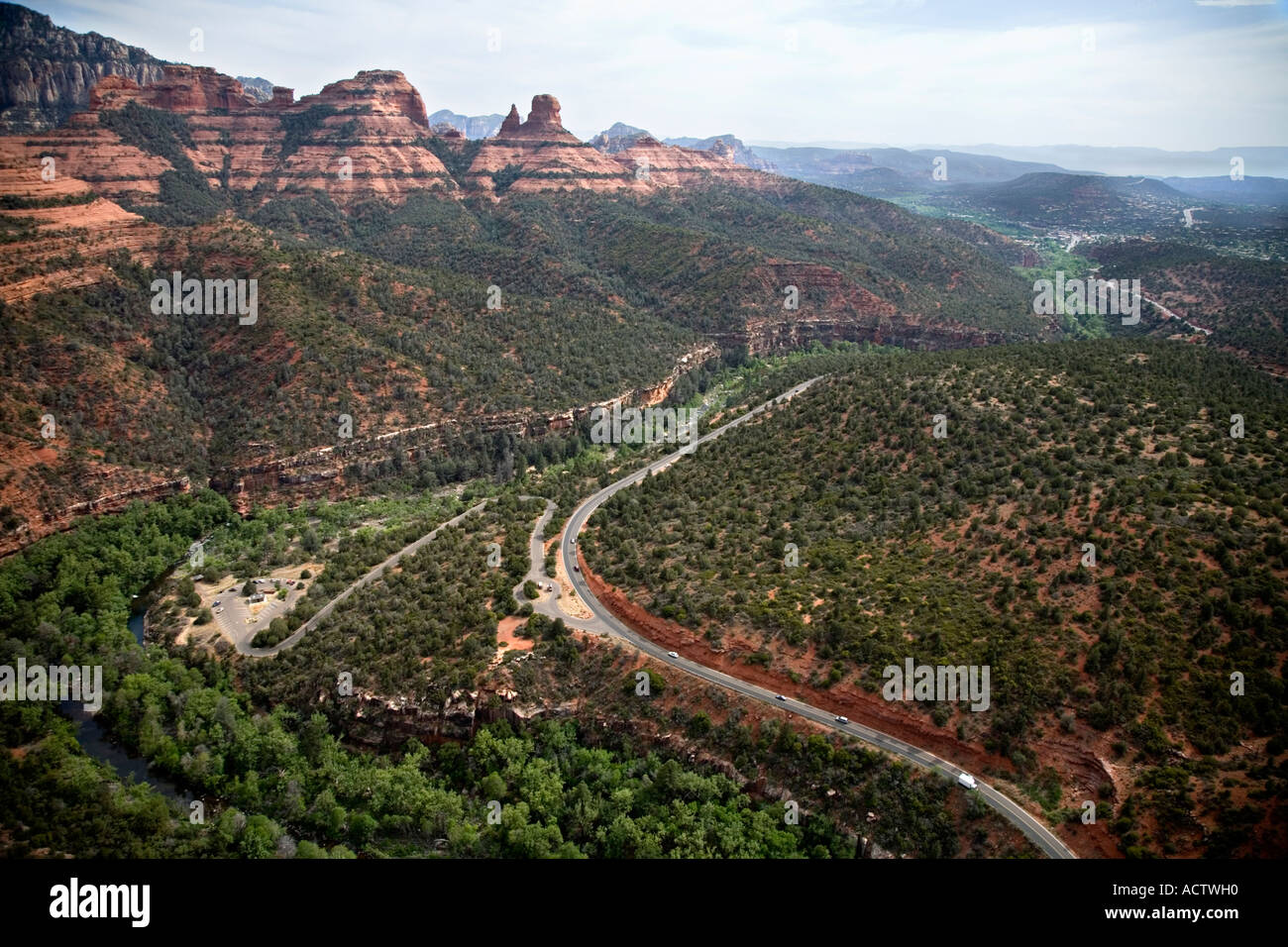 Aerial view of Sedona and Route 89A Arizona Stock Photo Alamy