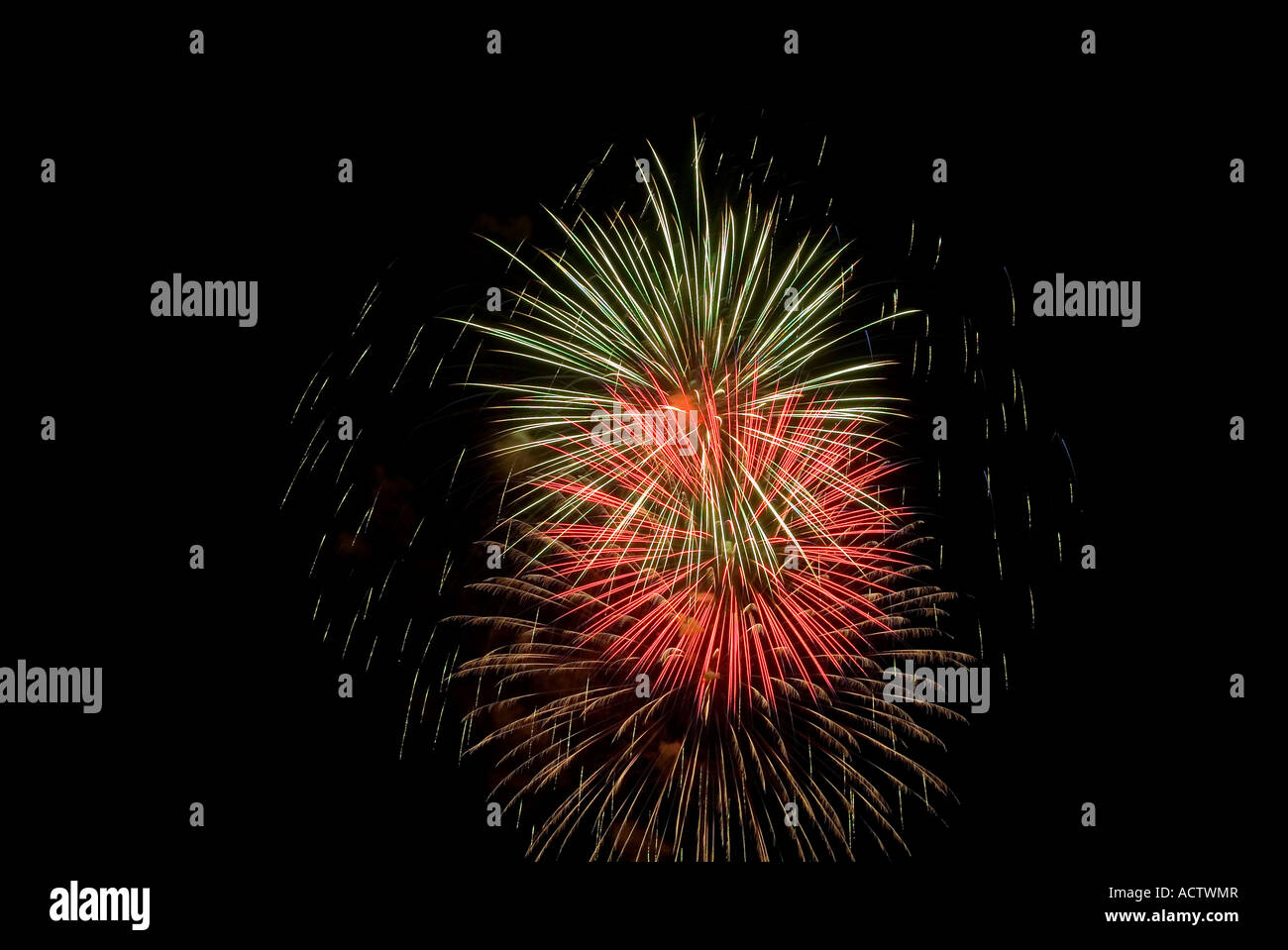 INTERMINGLED BURSTS OF MULTI COLOR FIREWORKS Stock Photo - Alamy