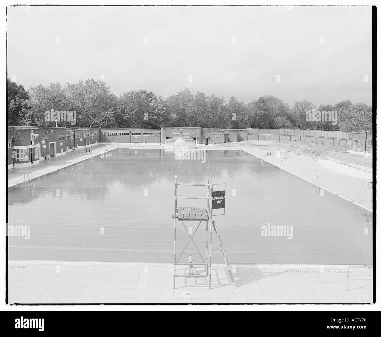Hampstead Lido s 60 metre pool pictured after a 3 million pound refurbishment London UK Stock Photo