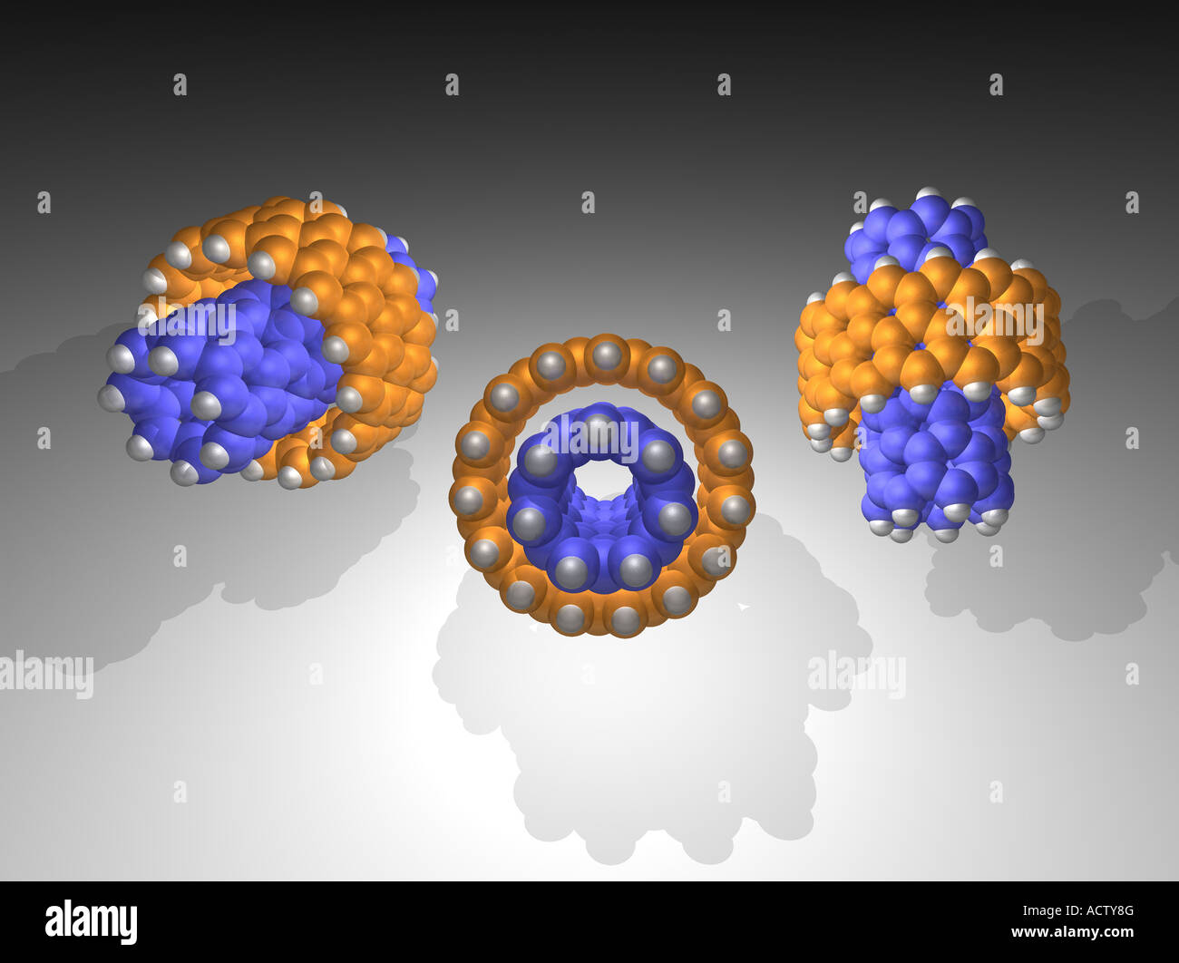 3D computer generated model of  nanotechnology hydrocarbon bearings Stock Photo