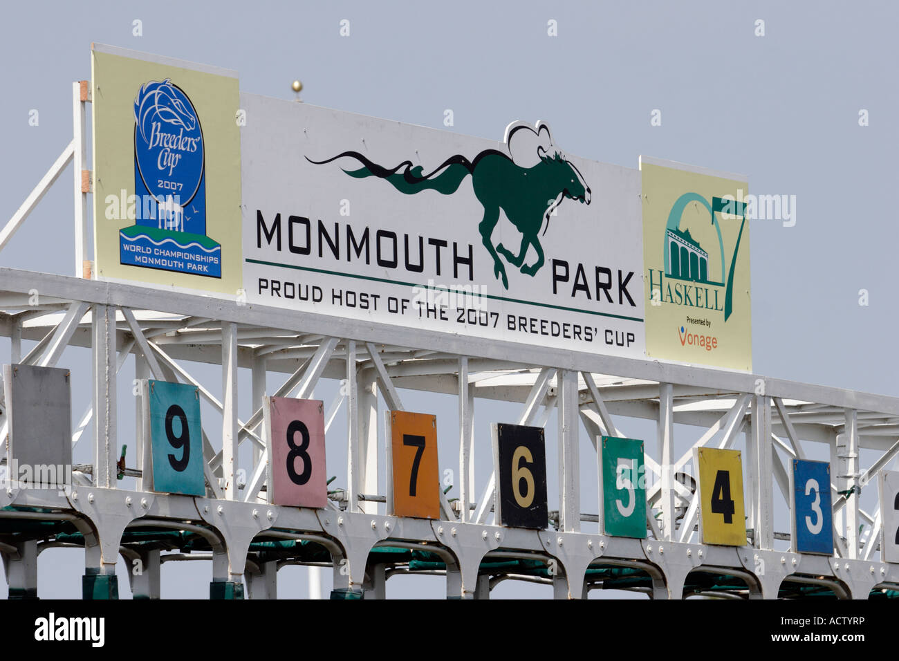 Starting Gate at Monmouth Park Race Track Stock Photo