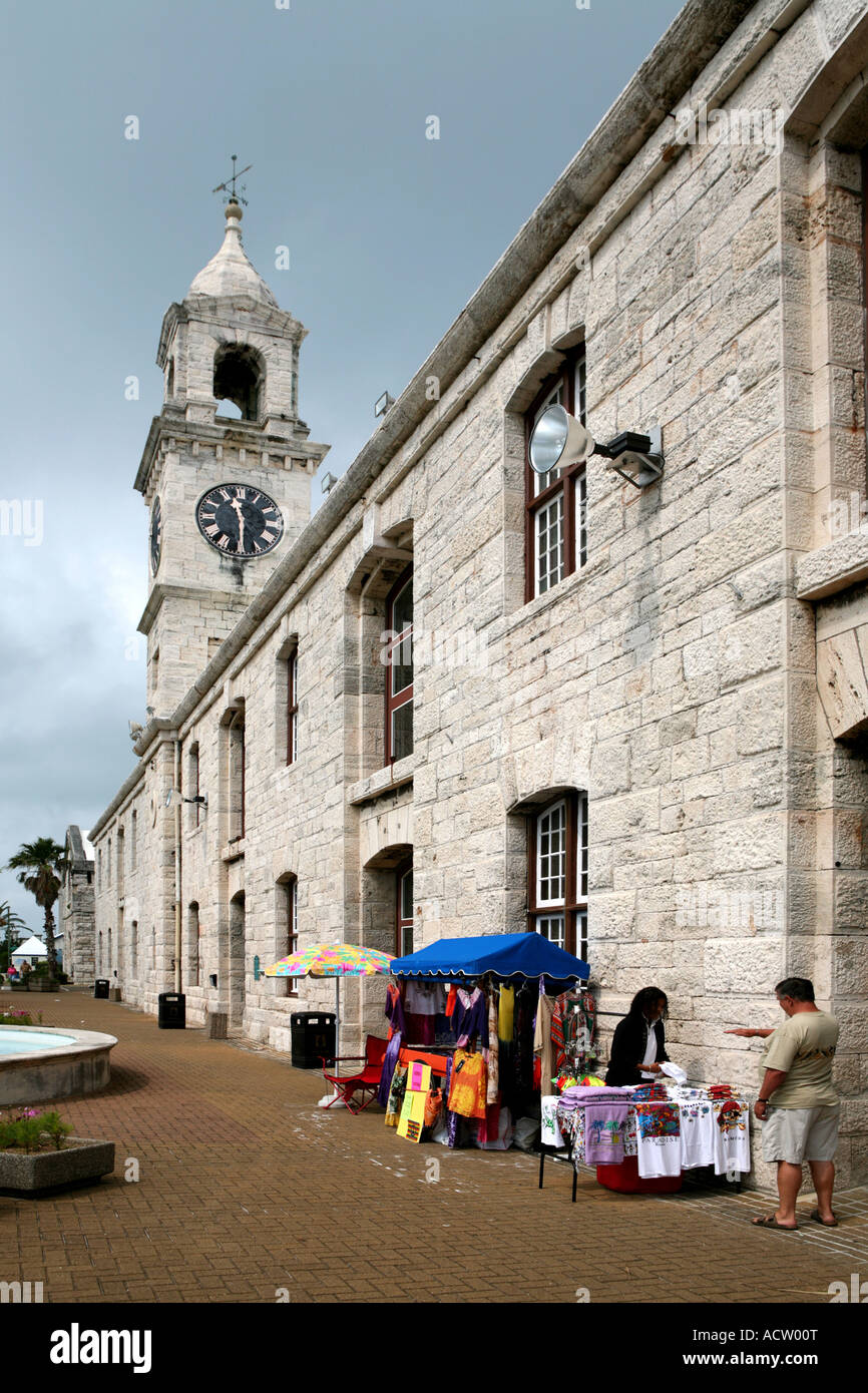 Tourist Stalls outside a building at the Royal Naval Dockyards in Hamilton Bermuda. Stock Photo