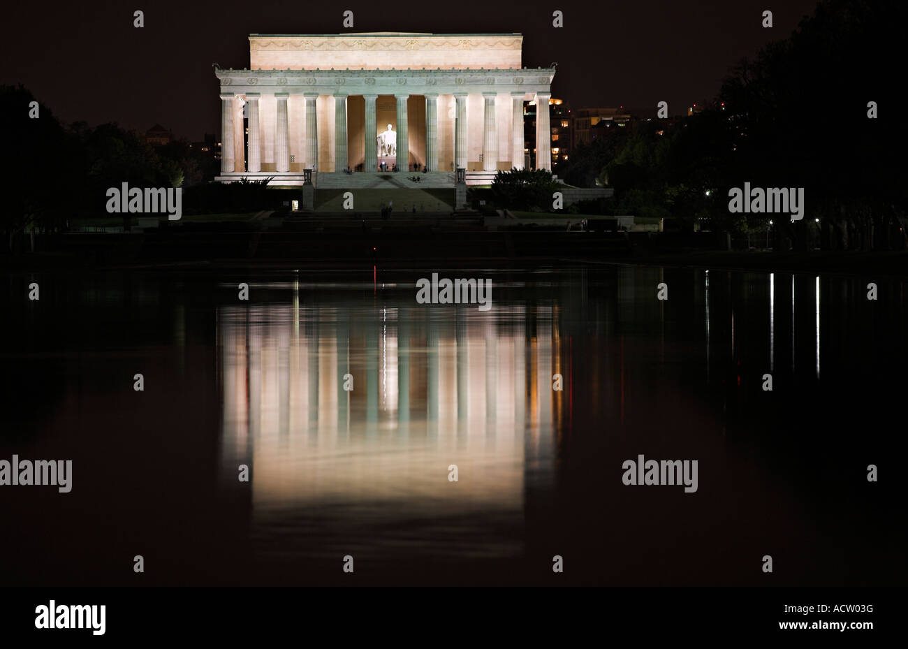 Lincoln Monument Reflected Stock Photo