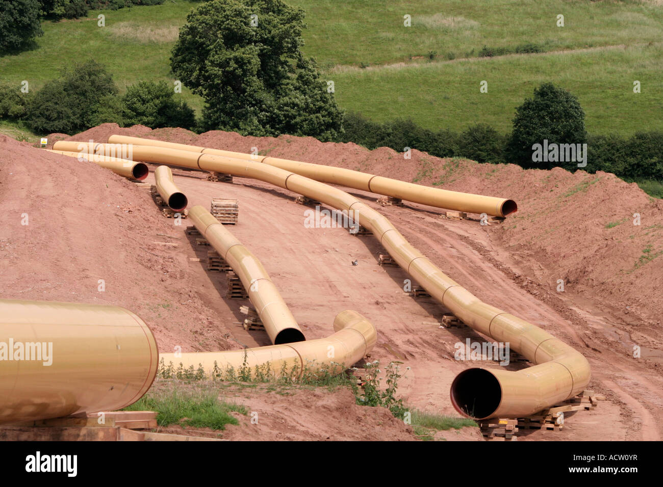 new gas pipeline being laid between Brecon Wales and Tirley Gloucestershire UK taken near Ross on wye Stock Photo