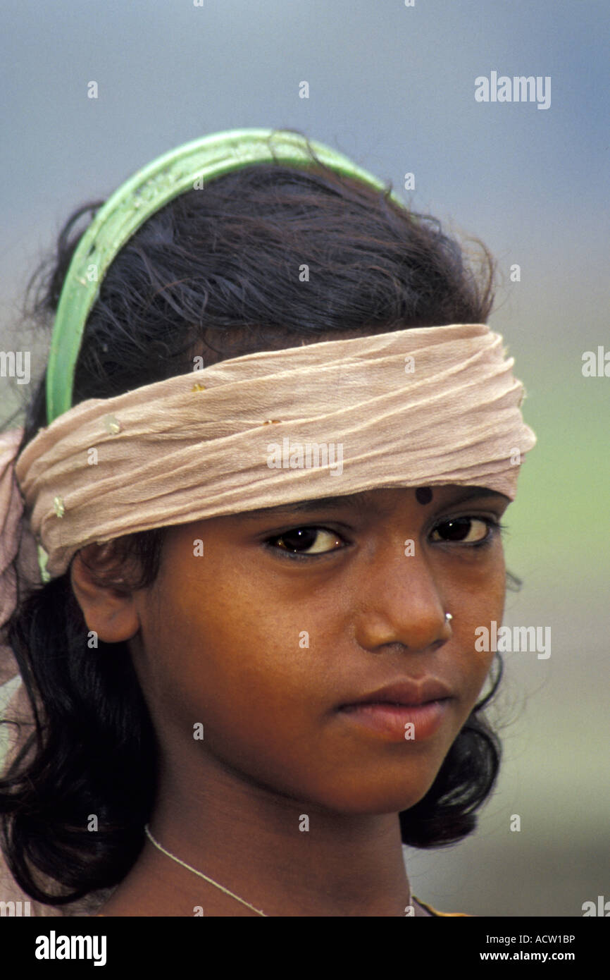 12-Year Old Rice Paddy Worker, Assam, India Stock Photo