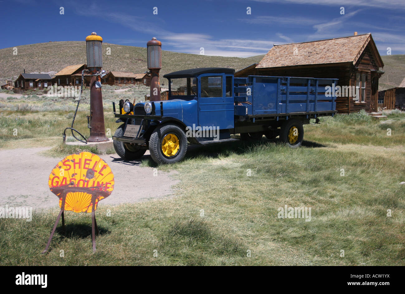 Dodge truck at abandoned gas station in Bodie Ghost Town, California, USA Stock Photo