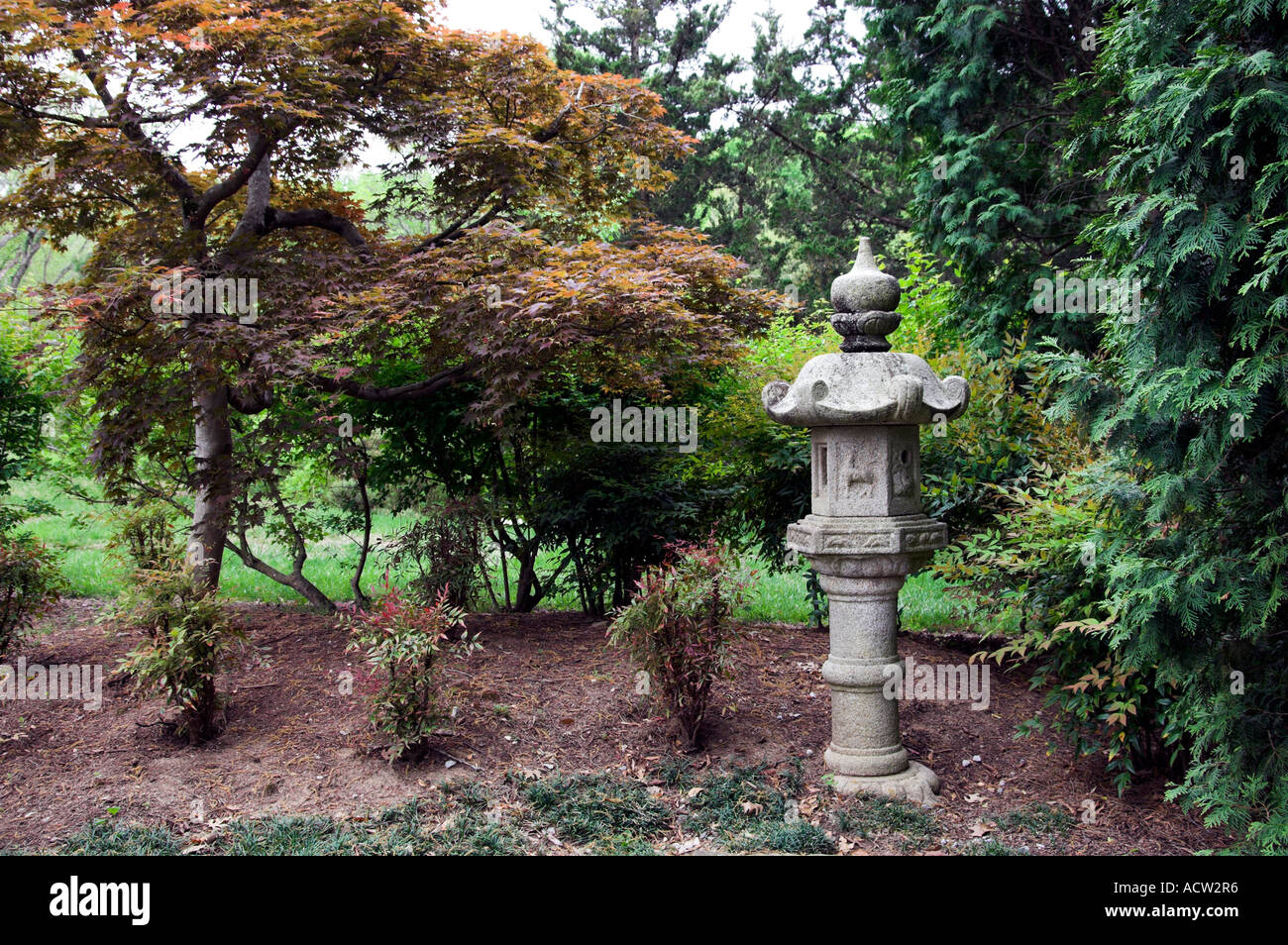 A Concrete Sculpture In The Japanese Gardens At The Cheekwood