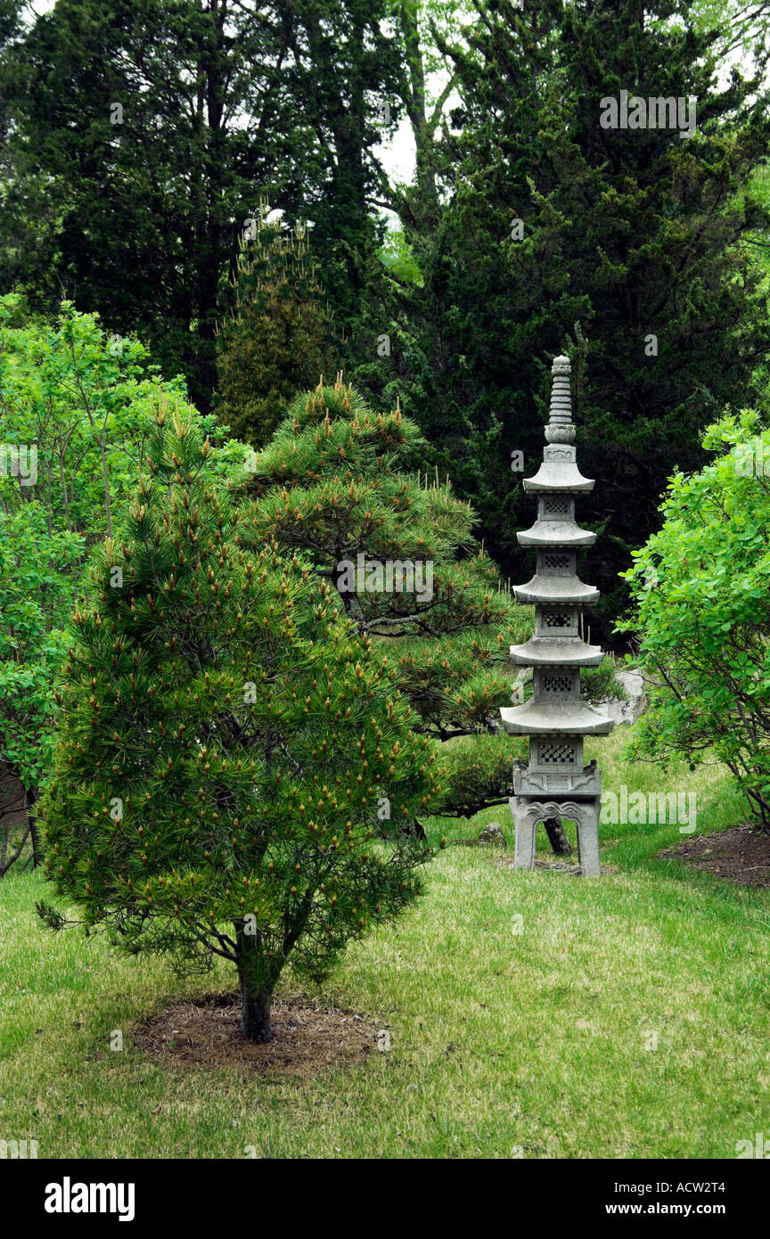 A concrete sculpture in the Japanese Gardens at the Cheekwood Botanical