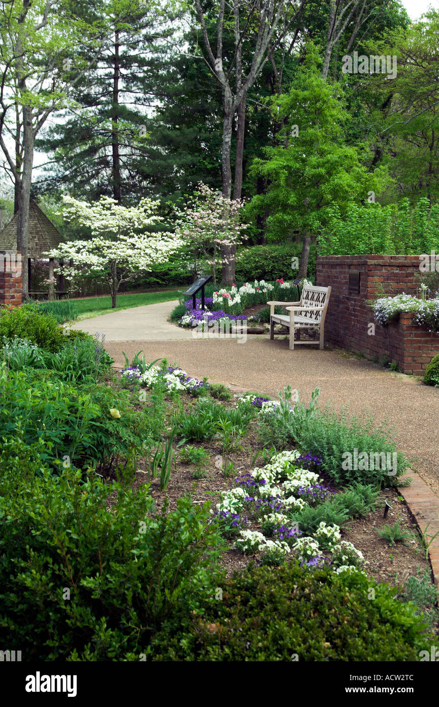 Spring Flowers In Bloom And A Walkway At The Cheekwood Botanical