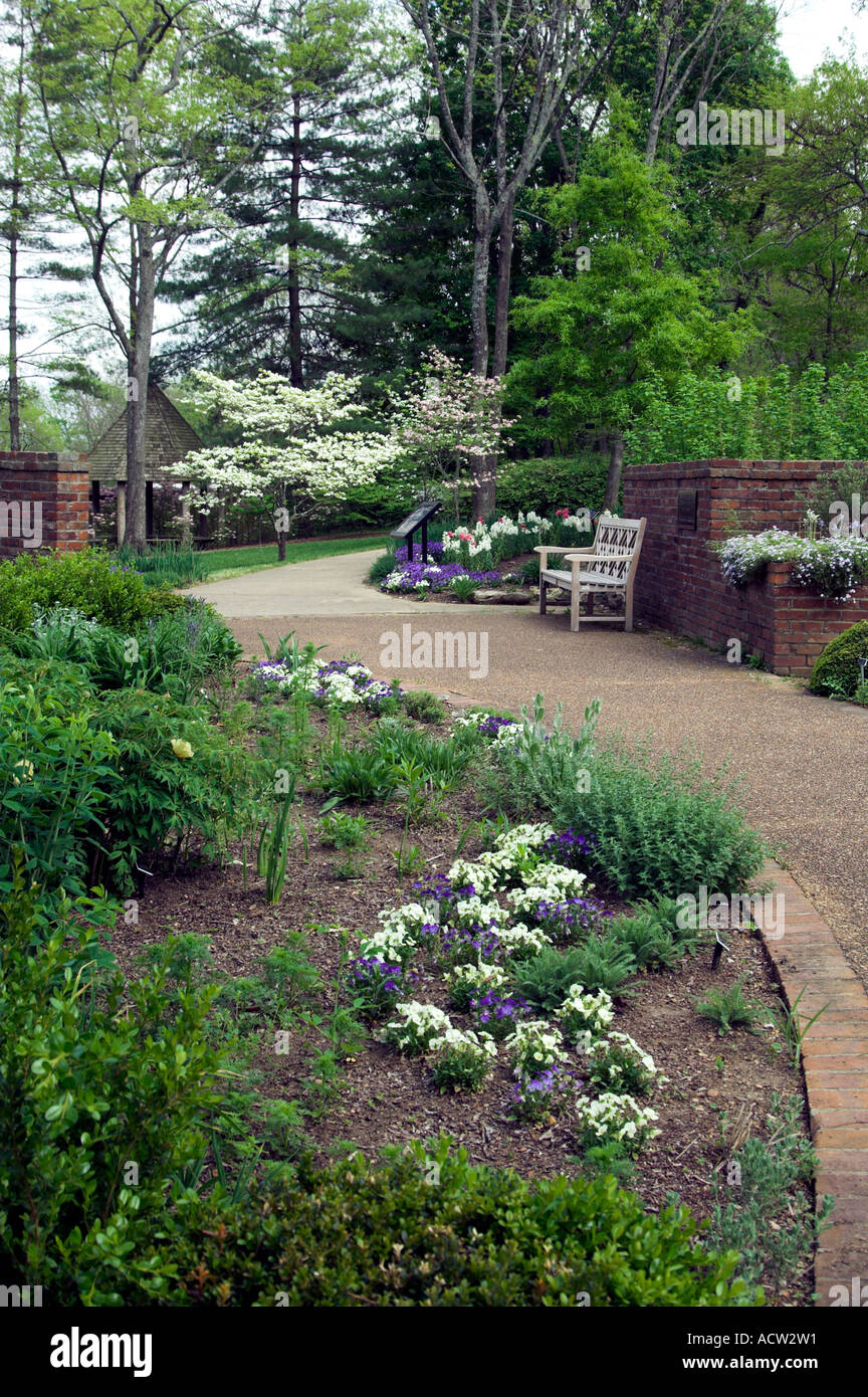 Spring Flowers In Bloom And A Walkway At The Cheekwood Botanical