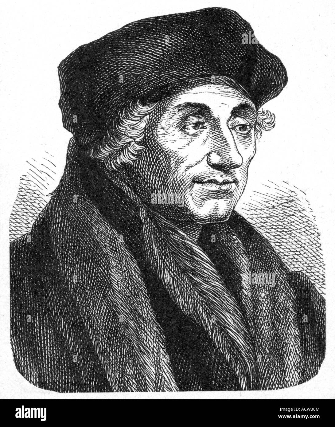 Desiderius Erasmus Roterodamus, (Desiderius Erasmus of Rotterdam), 27.10.1469 - 12.7.1536, Dutch humanist and theologian, portrait, engraving, 19th century, Stock Photo