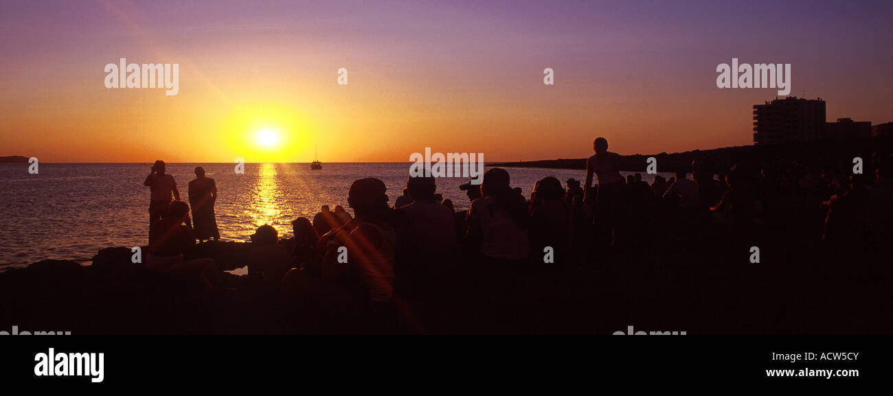 Ibiza Sunset San Antonio Spain The view from Cafe Del Mar Stock Photo