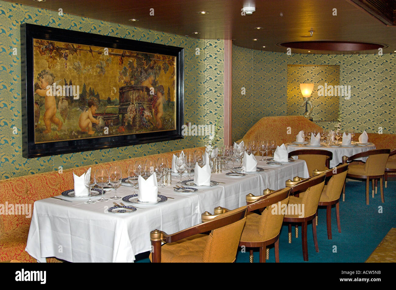 The upscale Pinnacle Grill restaurant on the Holland America cruise