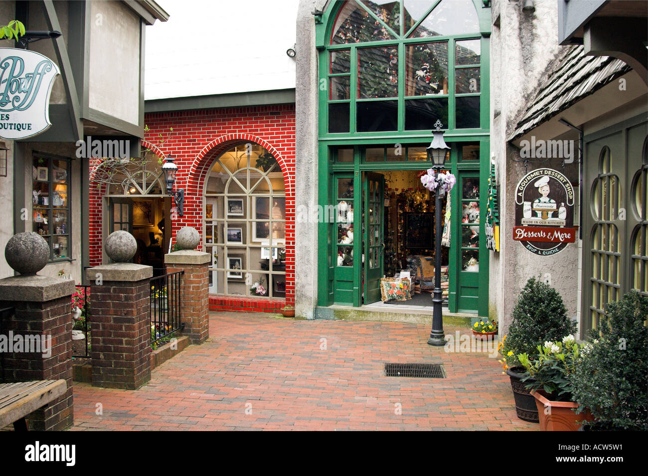 Unique shops in The Village shopping area in Gatlinburg Tennessee USA