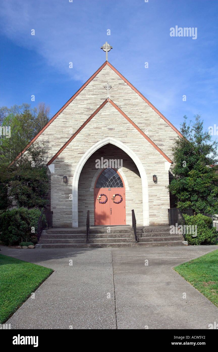 St Mary's Roman Catholic Church front entrance in Gatlinburg Tennessee USA Stock Photo