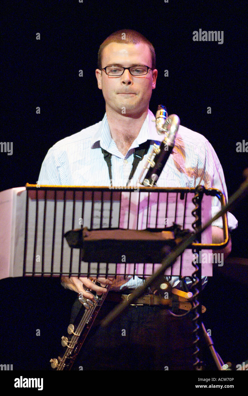 James Allsopp playing bass Stock Photo Alamy