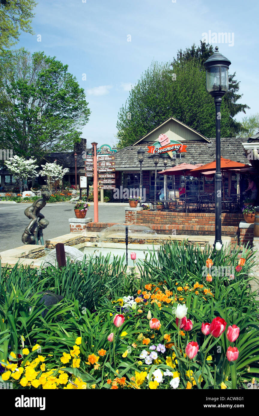 The Creamery Ice Cream Parlor with spring blossoms at Pigeon Tennessee USA Stock Photo Alamy