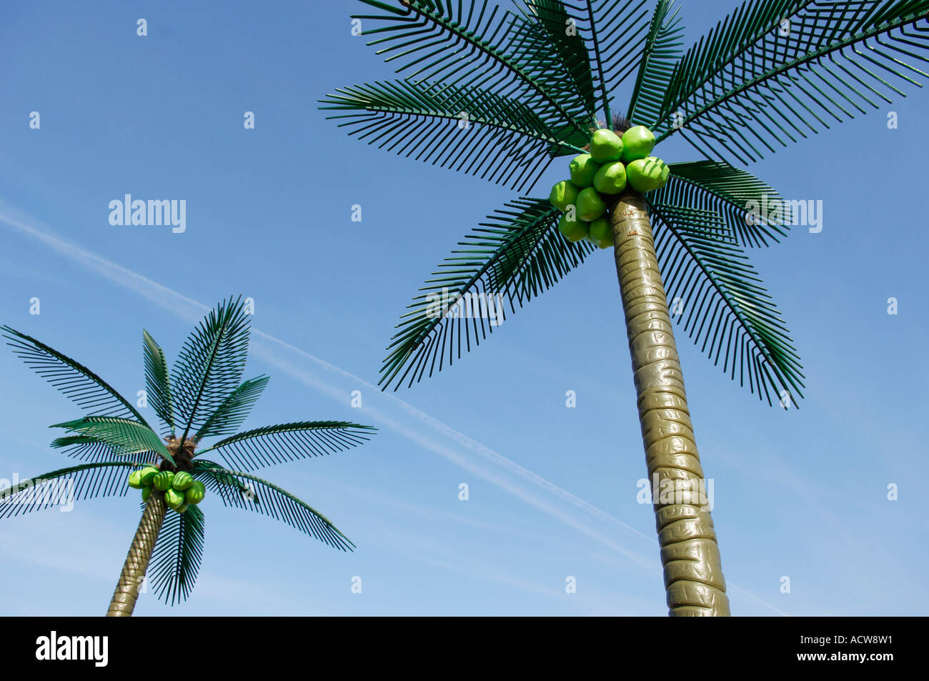 Plastic palm trees Stock Photo Alamy