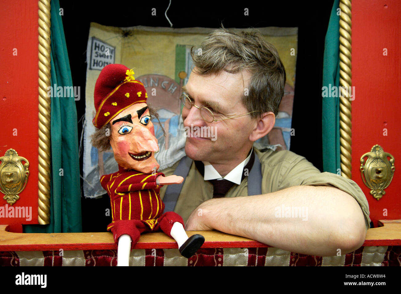 Punch and Judy booth at british seaside Stock Photo