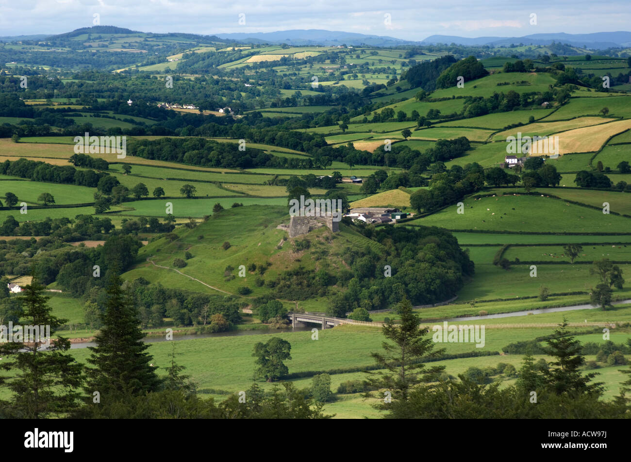View of Dryslwyn Castle Tywi Valley from Paxton s Tower near Llanarthne