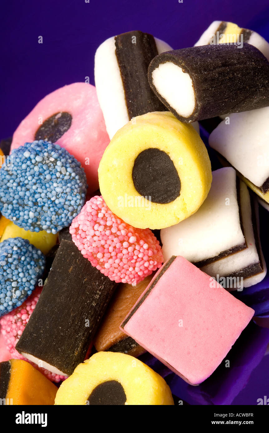 Licorice Liquorice allsorts sweets Close up Stock Photo Alamy