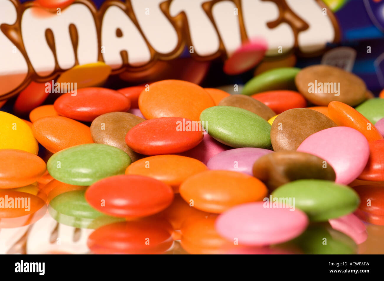 Close up of Smarties candy Sugar coated sweets Stock Photo Alamy