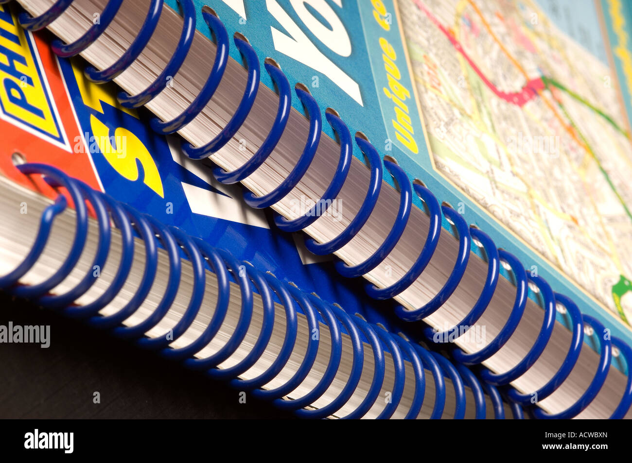 Close up of Spiral bound map book England UK United Kingdom GB Great