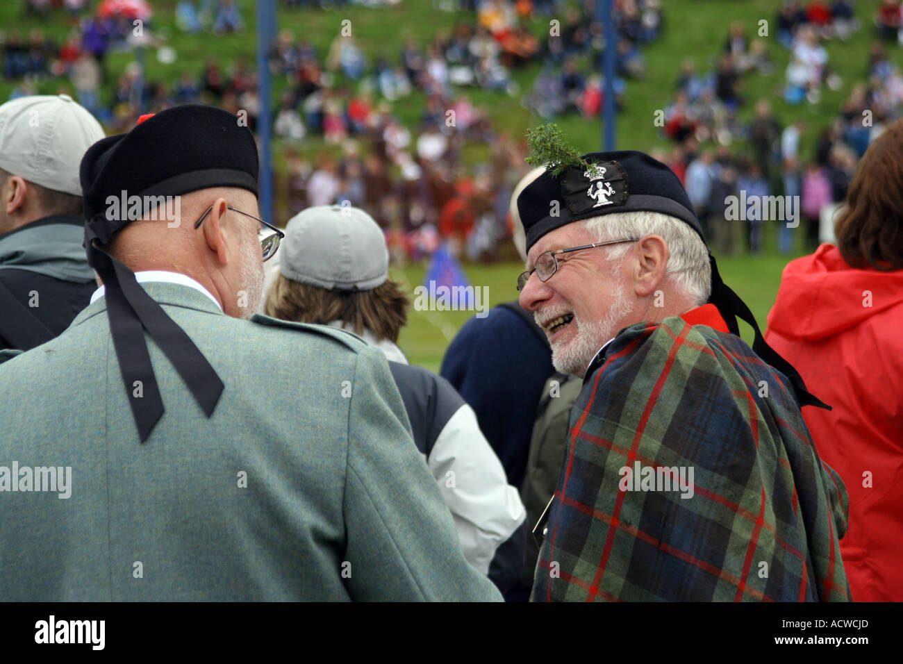 Conversation, Blair Atholl Highland Games, Blair Atholl, Perthshire, Scotland Stock Photo