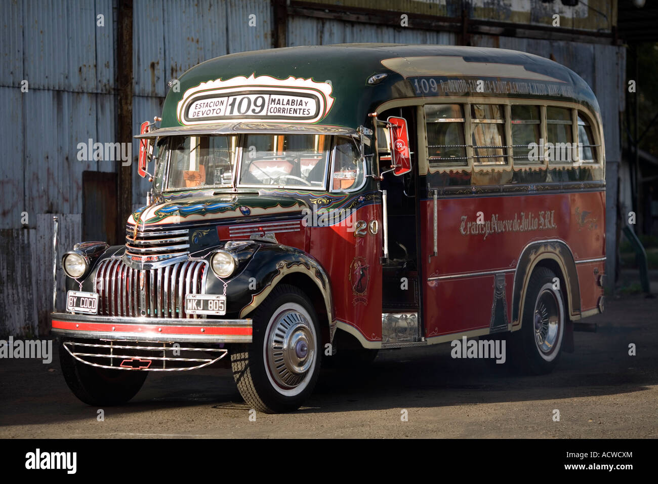 Old 1947 Colectivo Public bus Buenos Aires Argentina Stock Photo